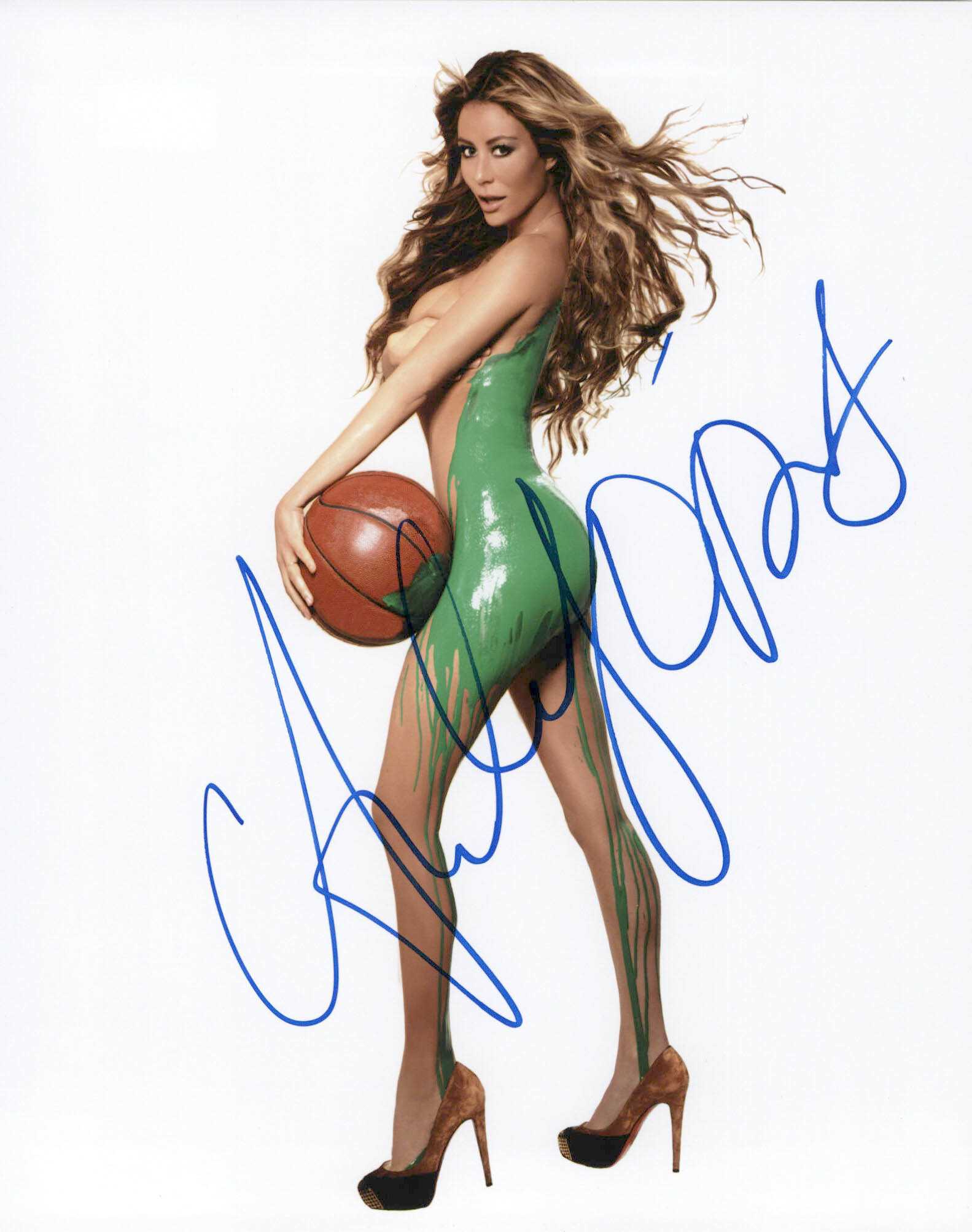 Aubrey O Day Autographed Body Paint Glossy X Photo Aacs Autographs