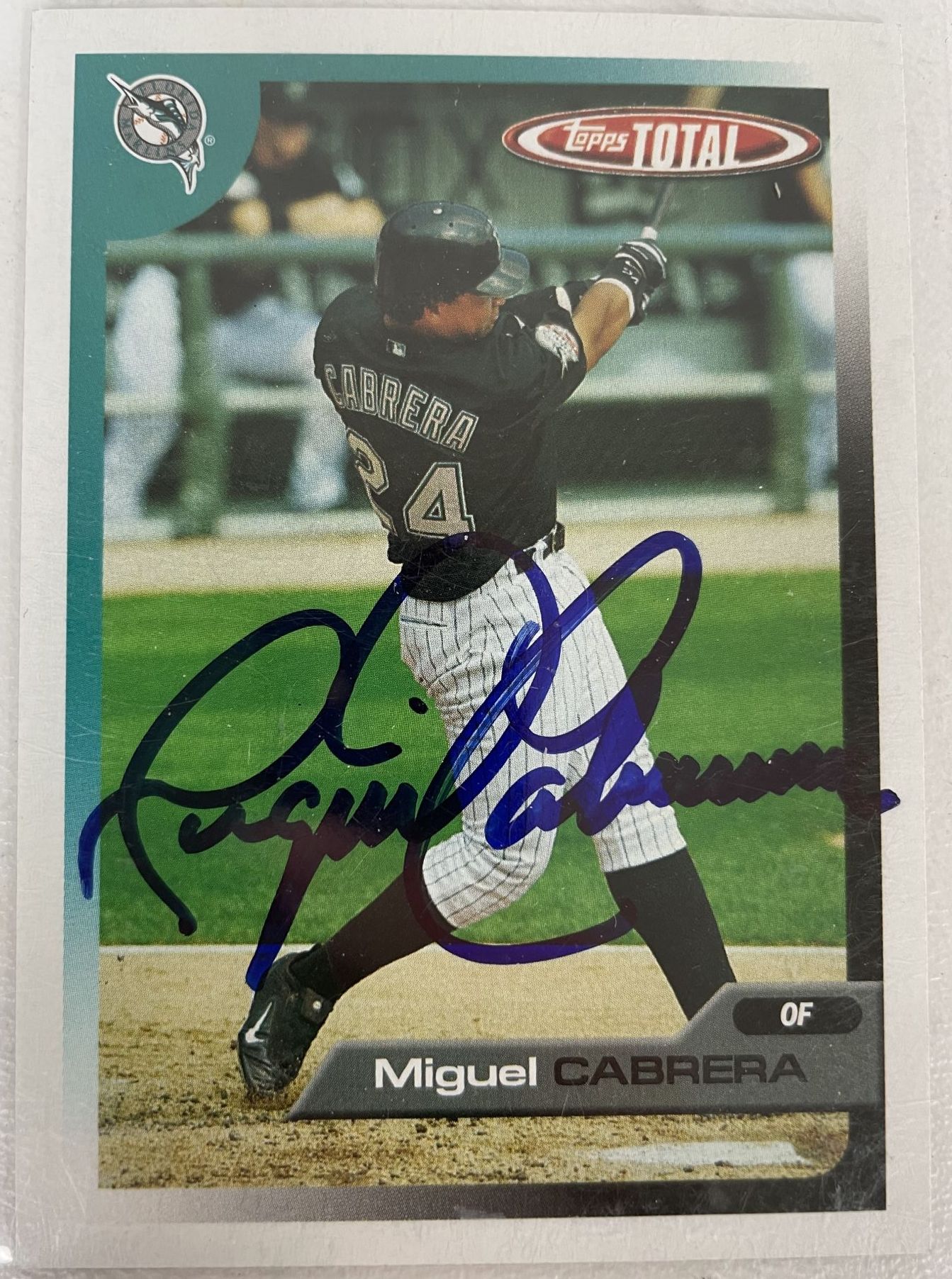 Miguel Cabrera Autographed Topps Total Baseball Card Florida